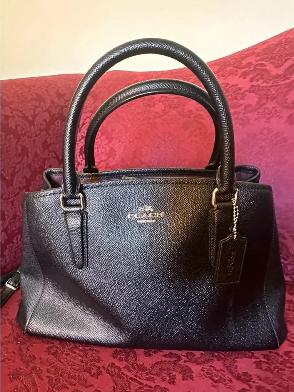 Coach Black Pebbled Leather Satchel with Gold Hardware